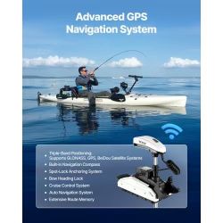 Electric Trolling Motor, 12V 55lbs Thrust with GPS, 10-Speed Bow Mounted Saltwater Outboard Boat Motor with Remote Control & LCD Battery Indicator, fo