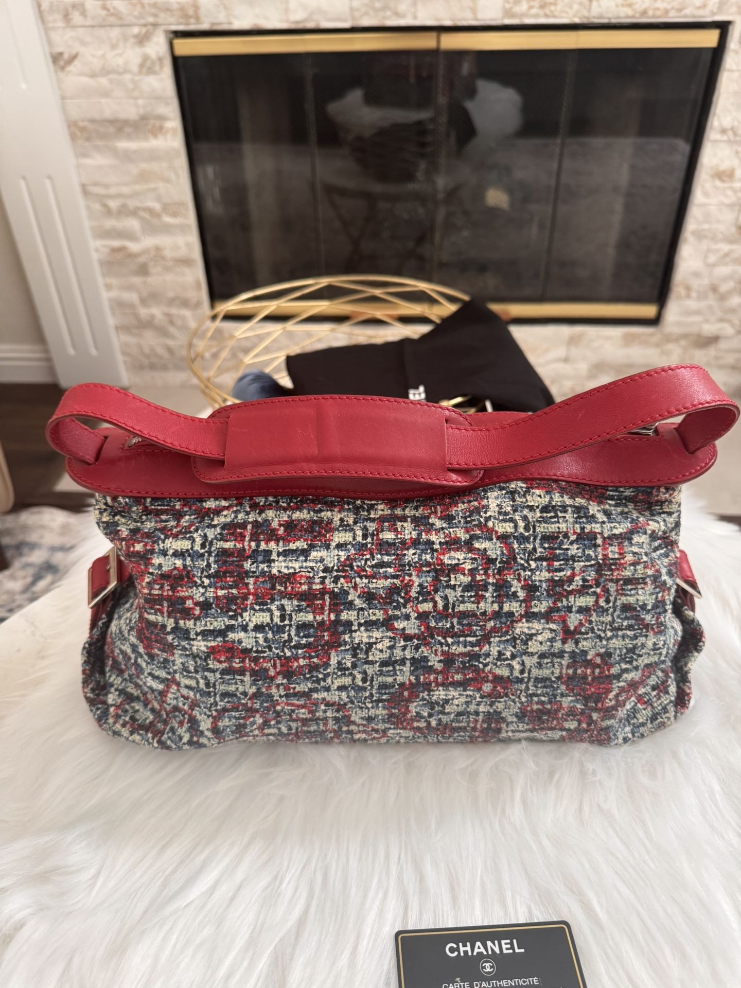 Preloved Chanel Red Clover Tweed Shoulder Bag