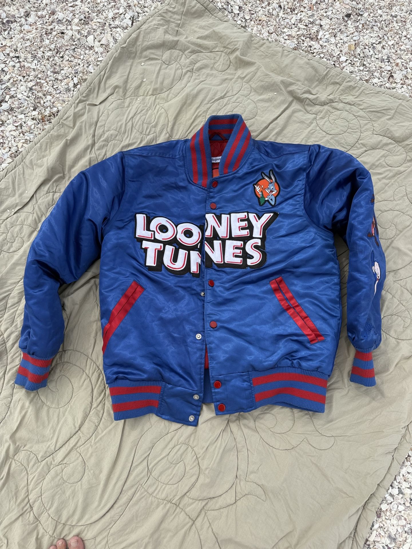 Vintage Looney Tunes Varsity Jacket – Men’s Small Bugs Bunny, Taz, Daffy, Porky