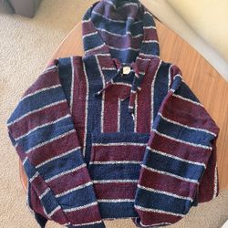 Baja Hoodie / Drug Rug – Navy & Burgundy, Unisex