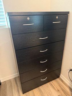 Black Tall Dresser with Locking Top Drawers