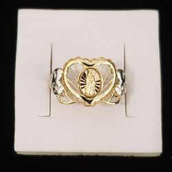 14kt Gold Tri Color Virgin Marie/ Guadalupe Ring