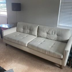 White Mid-Century Modern Sectional Sofa 