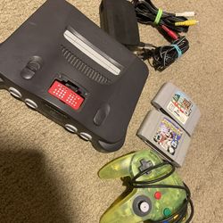 Nintendo 64 With 3 Controllers 2 Games 