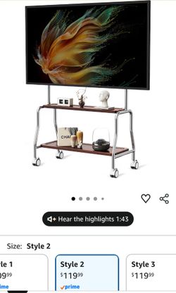 Easel Rolling TV Stand for 32-75" TVs, Stainless Steel TV Cart with Shelf
Mobile TV Stand with Lockable Wheels,Storage Shelves, Portable Floor TV Stan