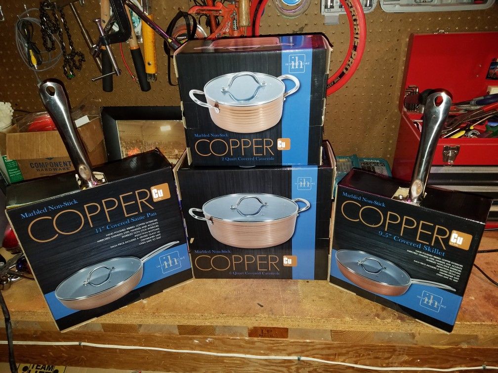 Inspired home 4- piece copper cookware set