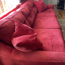 Cindy Crawford Red Suede Couch
