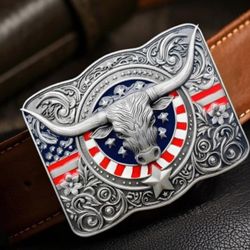 New Longhorn Steer Bull Western Belt Buckle 3.62x2.75 Fits Up To 1.7" Belt Buckle SHIPPING AVAILABLE 