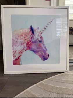 Unicorn painting framed art decor 27”x27”