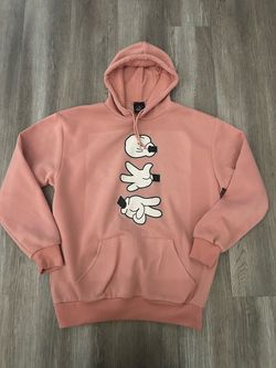 Pink Graphic Pullover Hoodie Mickey Hands XL