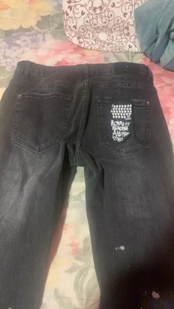 Black Denim Jeans with Graphic Pocket Patch