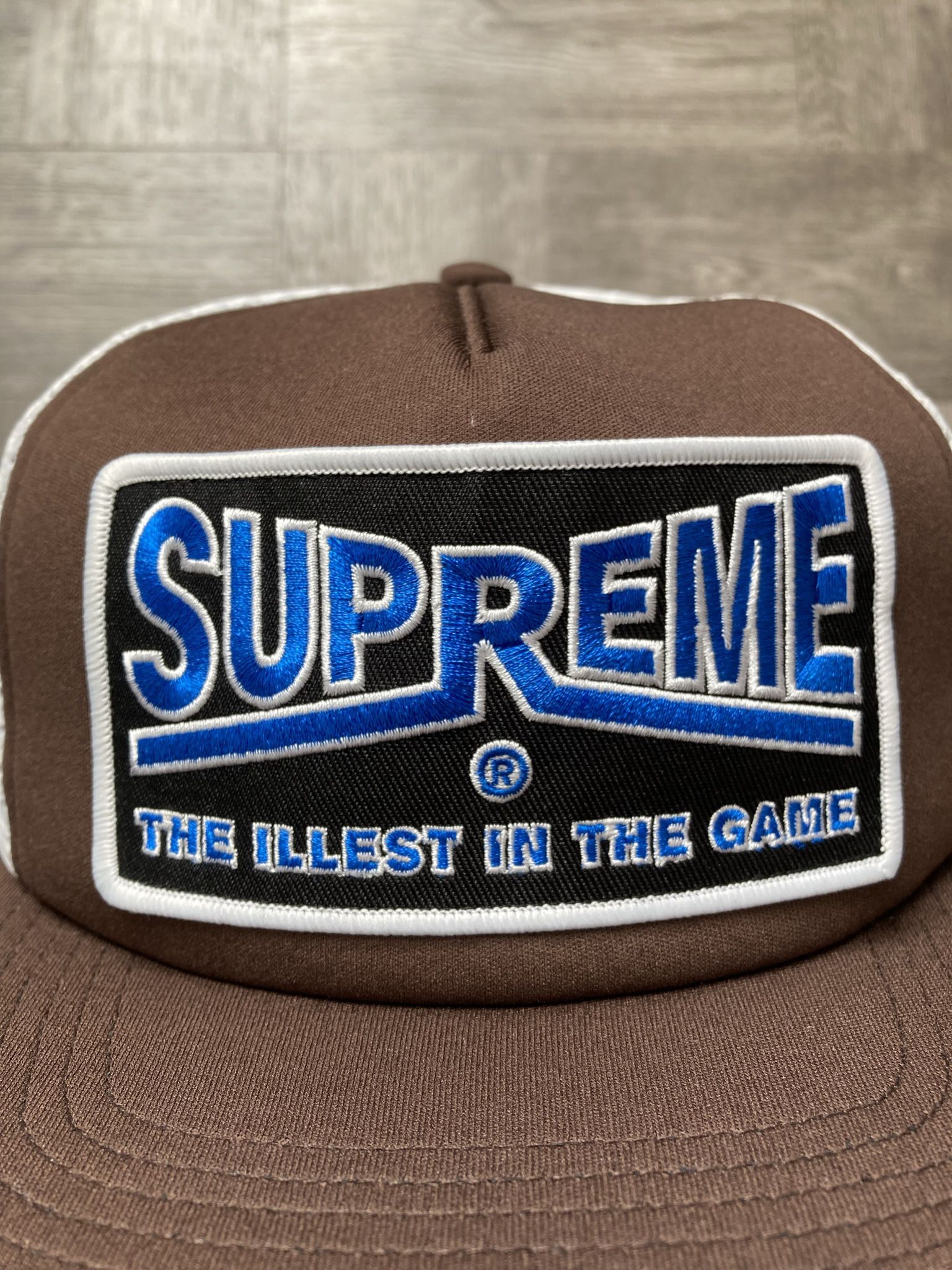 Supreme Illest Mesh Back 5-Panel Brown Trucker Hat for Sale