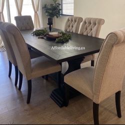 7 Pc Antique Black Dining Table Set Brand New In Box 