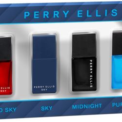 Perry Ellis Men's Mini Coffret Gift Set - Red Sky, Sky, Midnight, Pure Blue - 4-pack of .25 fl oz EDT mini travel sprays