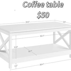 😀 Yaheetech Wood 2-Tier White Coffee Table with Storage Shelf for Living Room, X Design Accent Cocktail Table, Simple Design Home Furniture