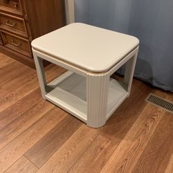 Modern Fluted, White & Gold, End Table