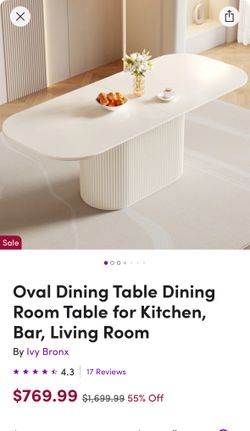 NEW Unopened BOX! Modern Oval Dining table With Fluted Base