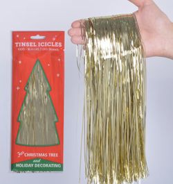 Carámbanos de oropel de 4000 hebras de oropel dorado metálico para árbol de Navidad, decoración de fiesta, oropel de 18 pulgadas para carámbanos de ár