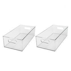 Clear Plastic XL Storage Bins, Set of 2, New in Box