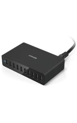 Anker 60W 10-Port USB Wall Charger, PowerPort 10 for iPhone Xs/XS Max/XR/X/8/7/6s/Plus, iPad Pro/Air 2/Mini, Galaxy S9/S8/S7/Edge/Plus, Note 8/7, LG,