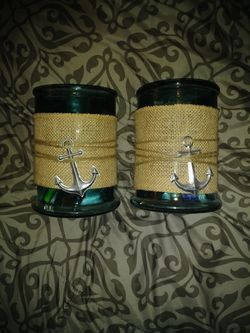 Cute new teal glass holders. 10$ for the set