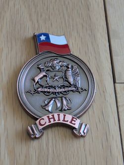 Chile Metal Fridge Magnet Flag And Coat Of Arms Embossed Design. Rare Unique 