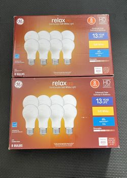 2 Packs of GE Relax 8-Pack 60 W Equivalent Dimmable Soft White Light Bulbs 