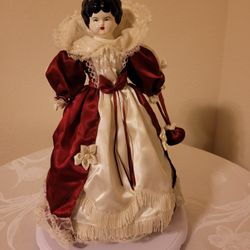 Antique/Vintage 15 Inch Tall China Head Doll In Renaissance Costume 