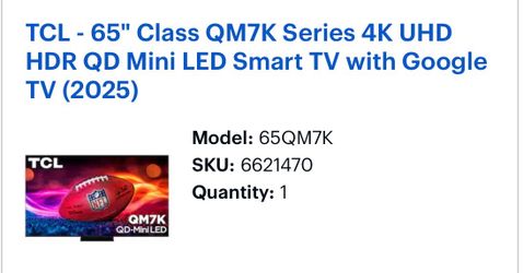TCL 65” mini-LED TV