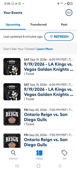 Empire Classic Kings vs Vegas Knights Sept 19