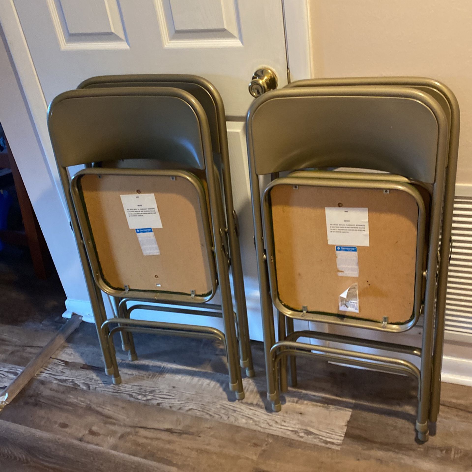 Set Of 4 Green Vinyl And Metal Samsonite Folding Chair 