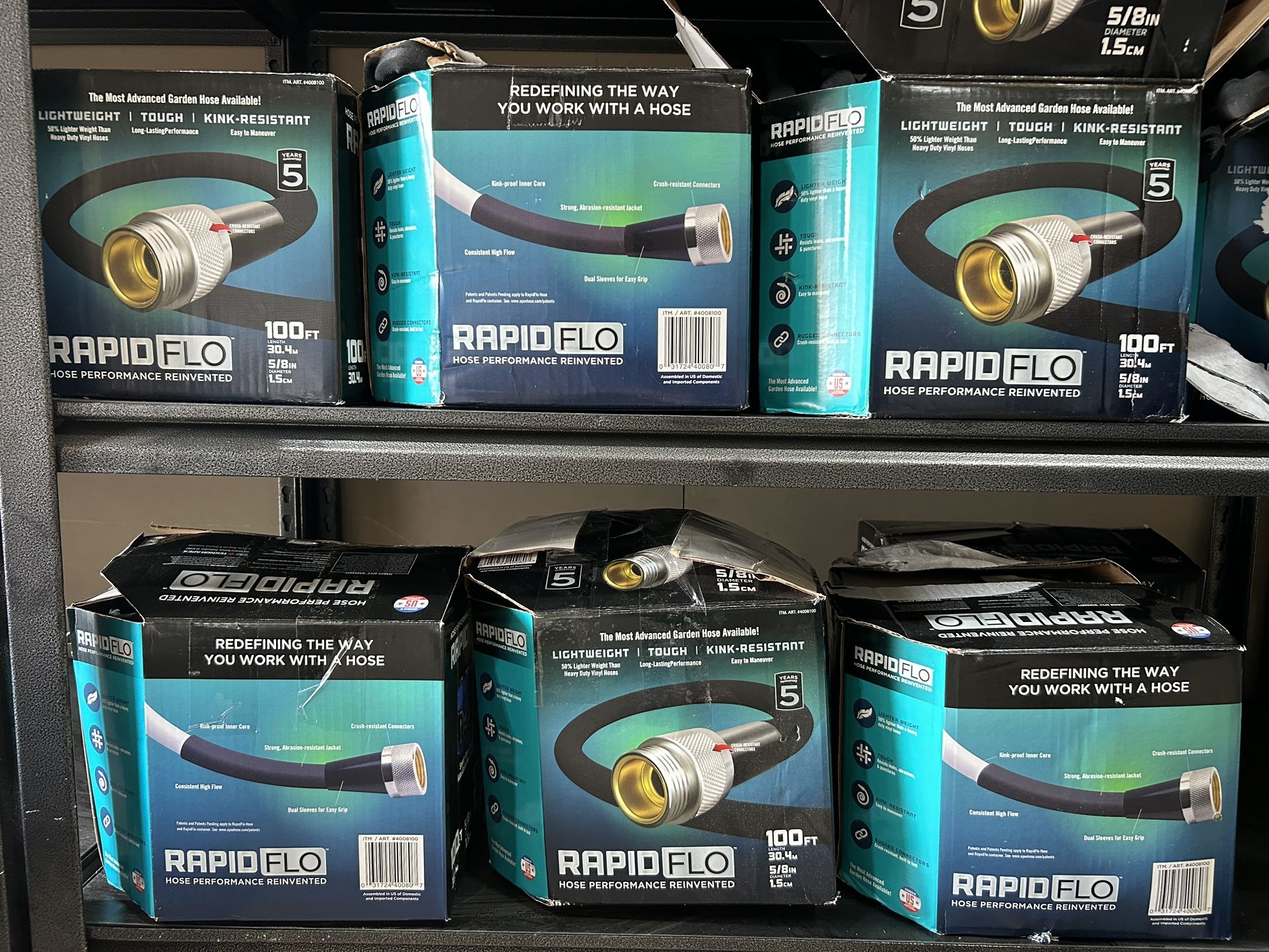 💦🪴Rapid Flo Light Weight Tough Kink-Resistant Garden Hose 5/8 in 100 ft NEW