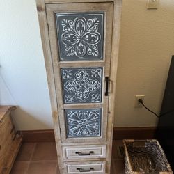 Rustic Metal Inlay Cabinets - Set of 2 