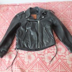 Kerr Leather womens vintage black leather jacket Made in USA size 8