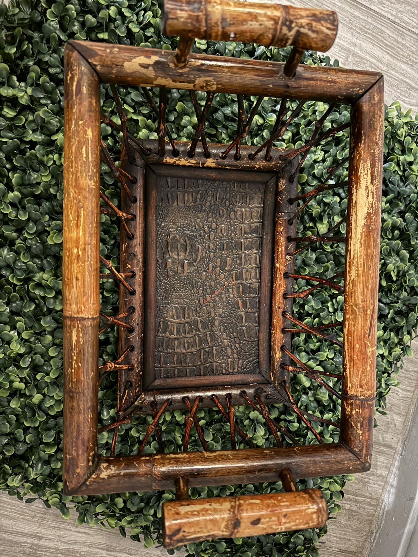 Vintage Bamboo Tray – Handwoven Rustic Decor – Boho Accent