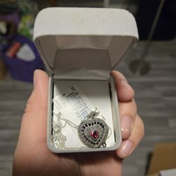 Heart Garnet Locket Necklace