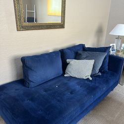 Custom Royal Blue Sofa And XL Chaise Lounger