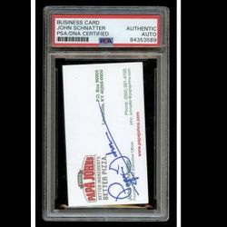 Authentic PSA auto business card of John Schnatter. Former CEO and Founder of Papa John’s Pizza