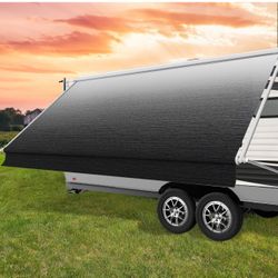Universal replacement awning for RVs, heavy-duty 18.5 oz vinyl awning replacement, caravan awning replacement, universal travel trailer awning, black