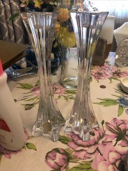 Pair of Crystal Glass candle holders
