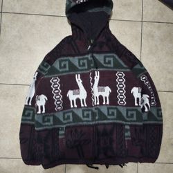 90s Alpaca Wool Hooded Cardigan Size L