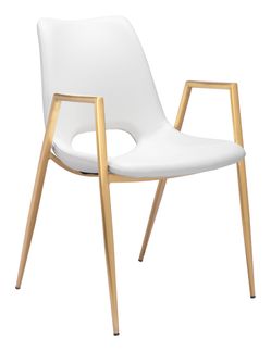 Desi White & Gold Dining Chair (Set of 2)