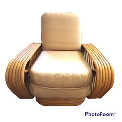 Paul Frankl Style Rattan Chair Silk Cushions