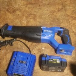 KOBALT 24V VARIABLE SPEED BRUSHLESS SAWZALL W/4AH EXTENDED RUN BATTERY & CHARGER 