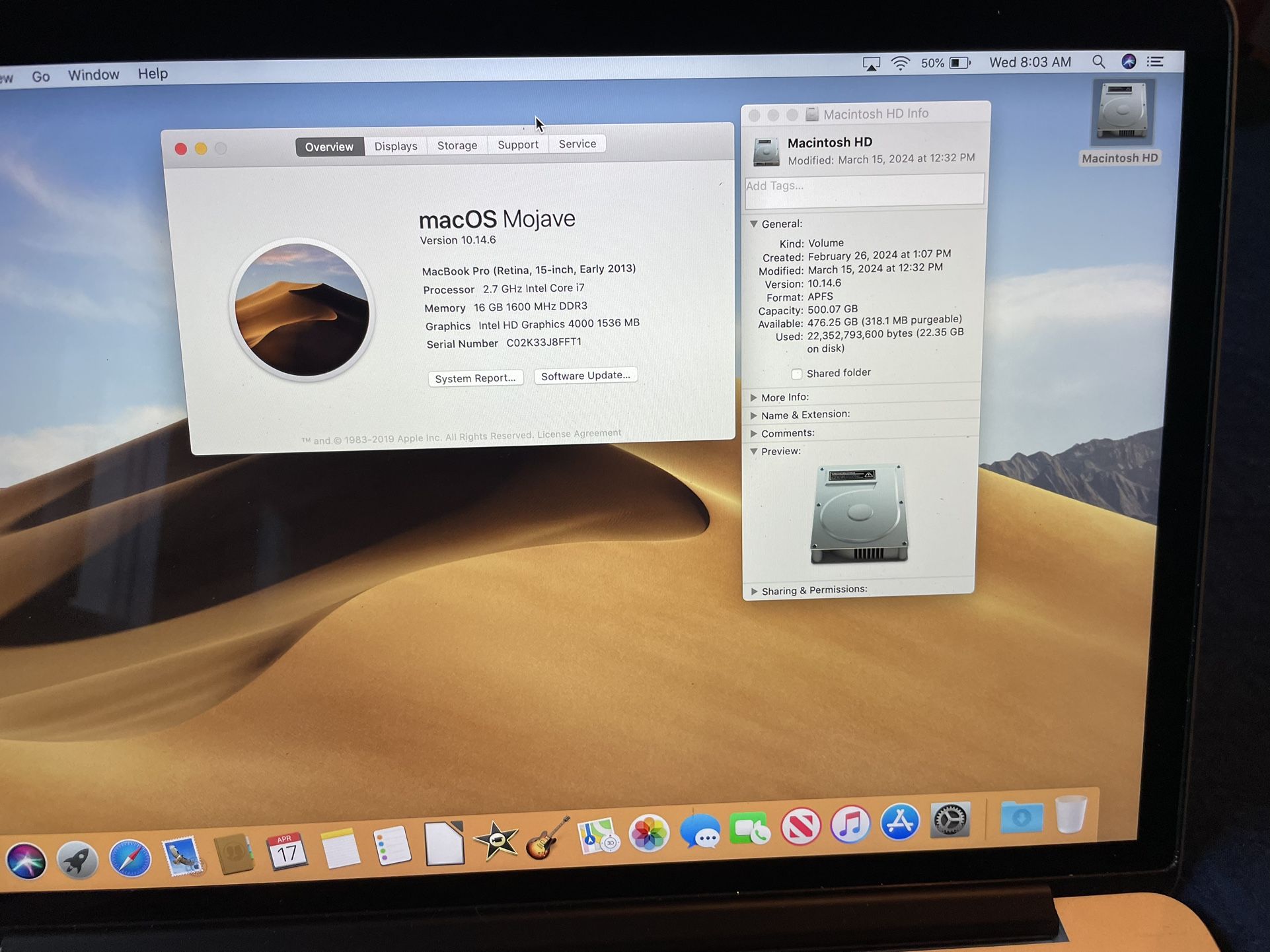Apple (# 3) MacBook Pro "Core i7" 2.7 15" Early 2013