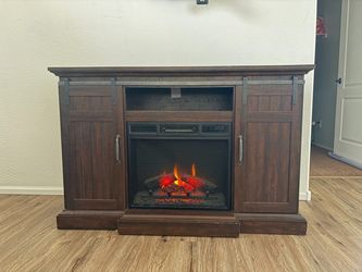 58" Dark Walnut Fireplace TV Stand / Media Console w/ Heat & Flame Control