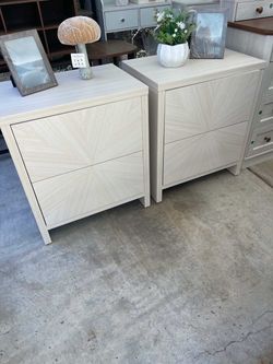 Pair of 2-Drawer Nightstands with Starburst Detail