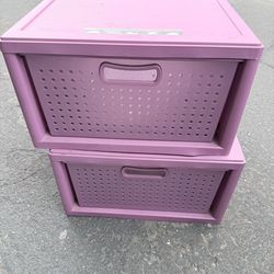 Two Purple plastic Drawer organizer