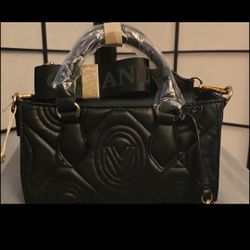 VALENTINO ORLANDI Quilted Tote Bag Purse Black Bag Crossbody Gold MRSP $259 NWT