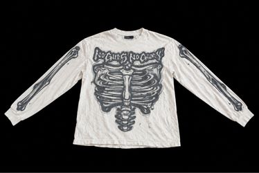 Hellstar Airbrushed Bones Long Sleeve T-Shirt White